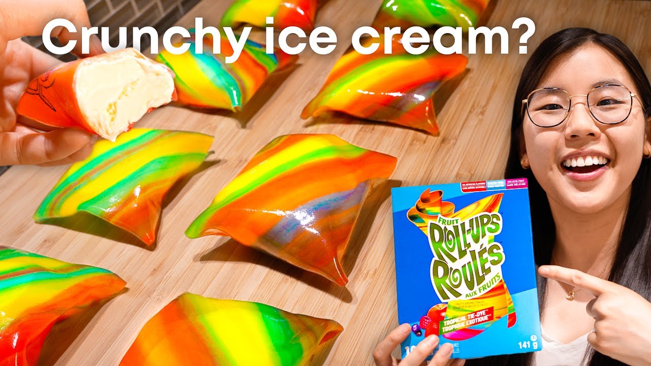 Fruit Roll-Up Ice Cream 🍦 (TikTok’s CRUNCHY + CHEWY snack HACK!)