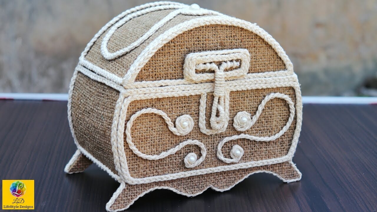 DIY Jewellery Box made from Jute and Cardboard | Jute Jewellery Box | Jute and Cardboard Crafts