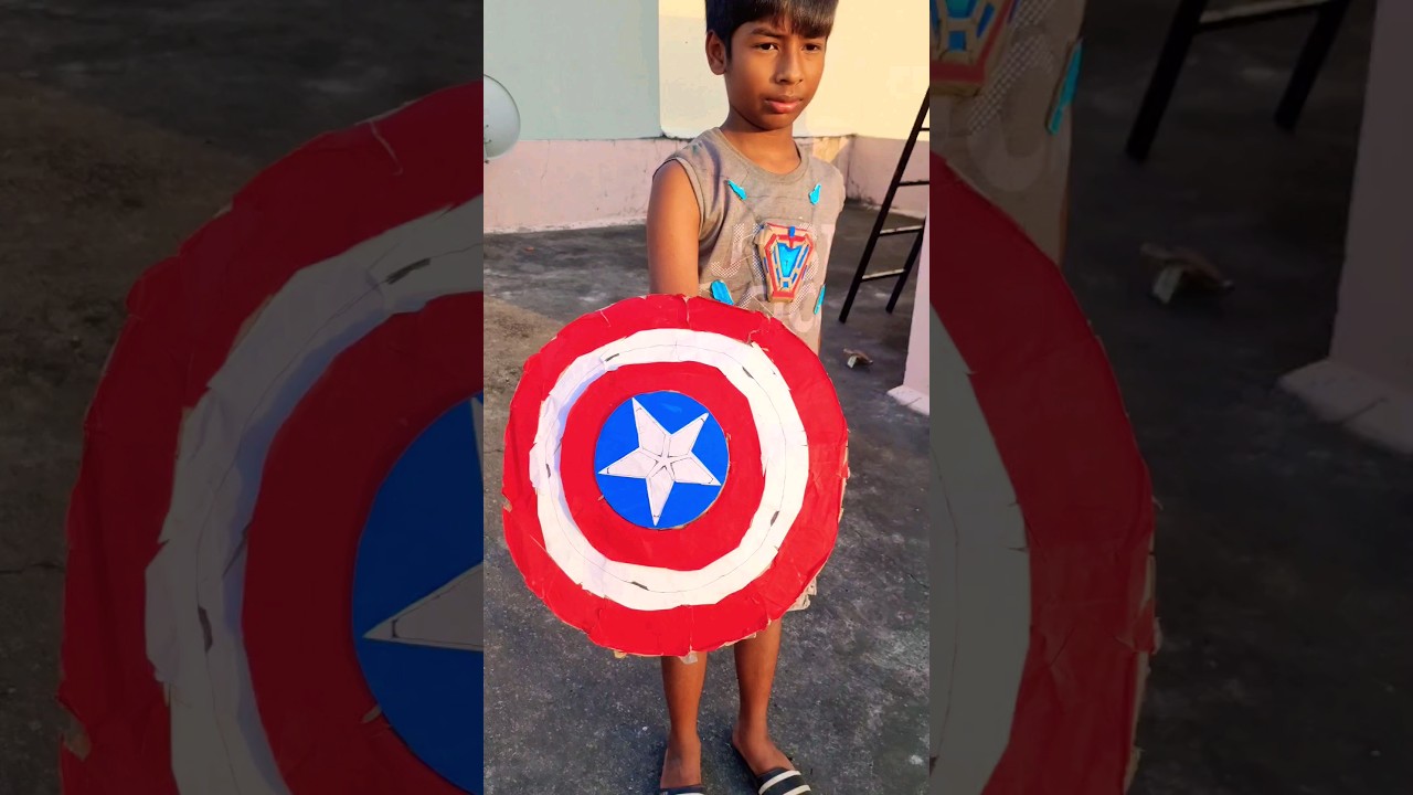 I made Captain America's shield of waste cardboards #avengers #captainamerica #marvel #shorts #viral