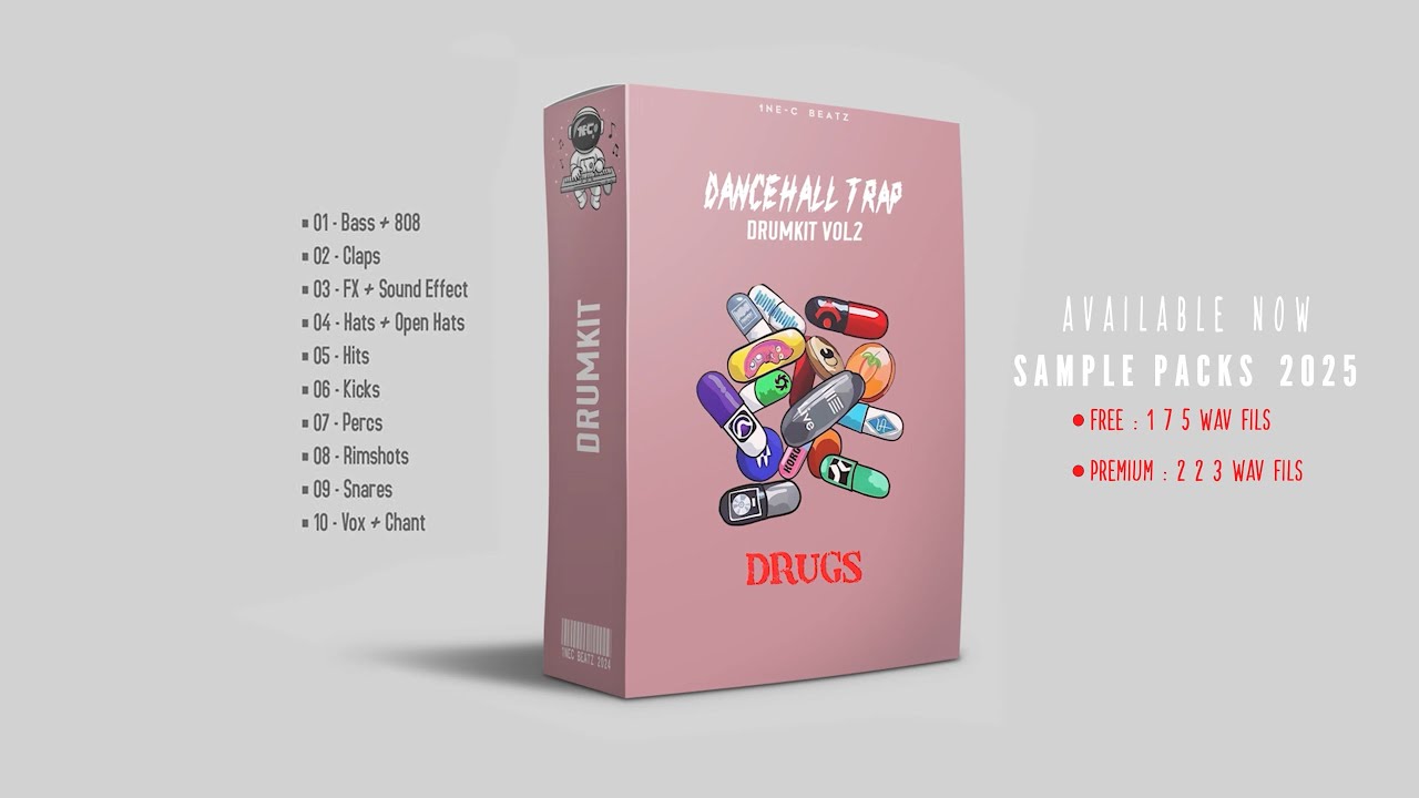 [FREE] '' DRUGS '' DANCEHALL TRAP DRUM KIT  💊 SOUNDKITS VOL2 – 1NE-C BEATZ