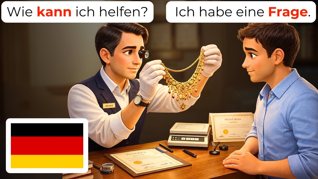 🇩🇪 Более 20 Минут Диалогов в Немецком Ювелирном Магазине (A1-A2) | Покупки и Ремонт