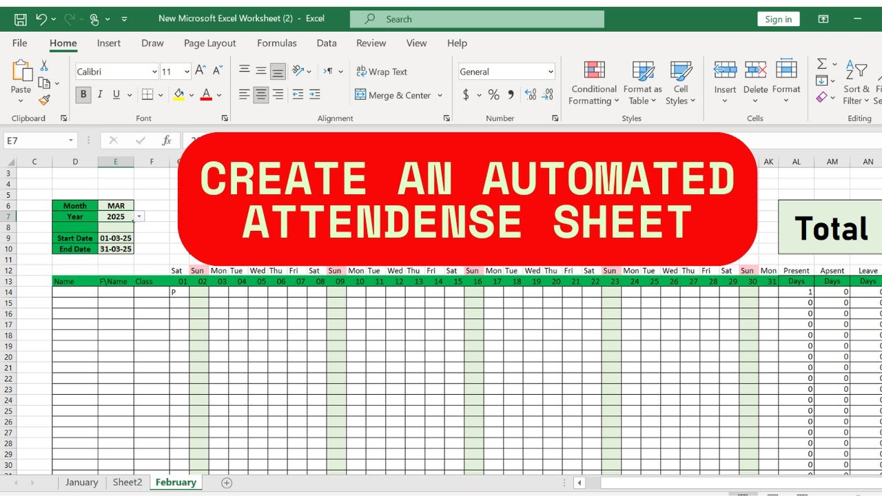 How to Create Automated Attendance Sheet Step by Step