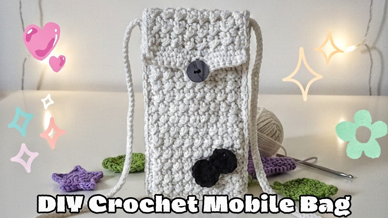 Gorgeous DIY Crochet Mobile Bag For Beginners🤍 #smallbusiness #crochet #diy #fyp #trending #easy 
