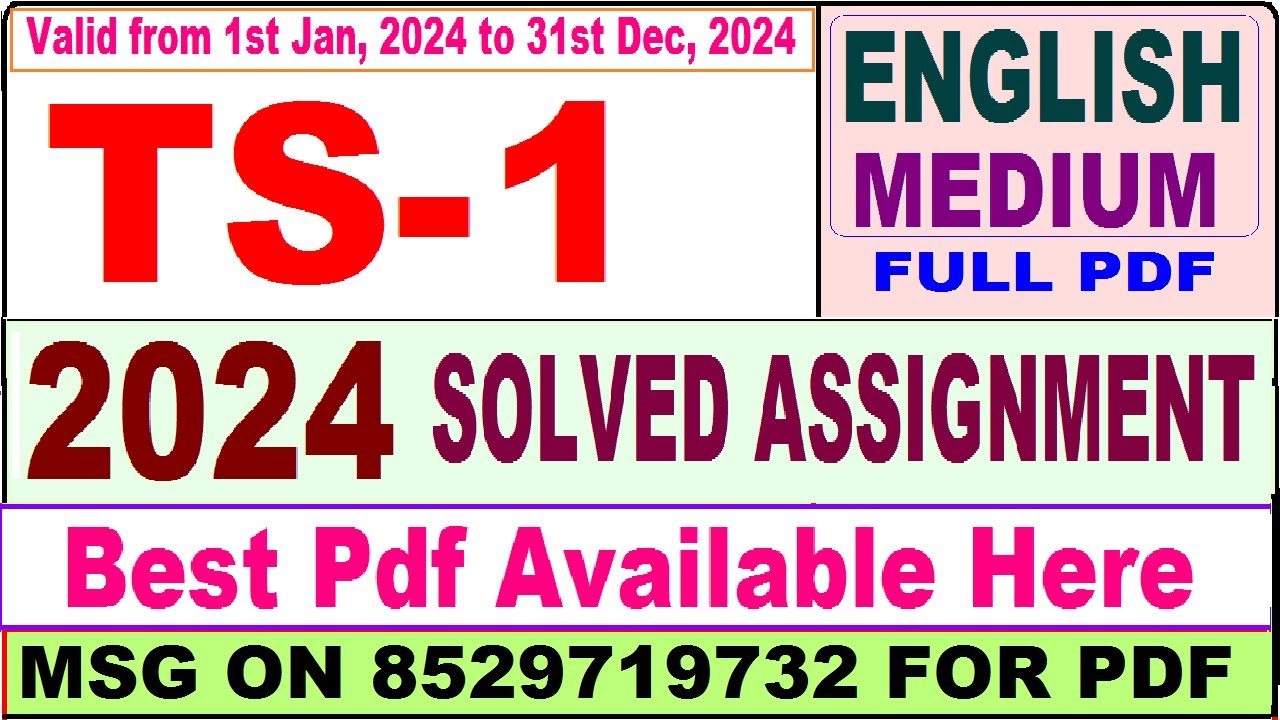 TS 1 solved assignment 2024 / TS 01 solved assignment 2023-24 in English / ignou ts 01