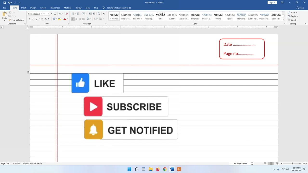 How to make Notebook paper in ms word | ms word me notebook page kaise banate hai ?