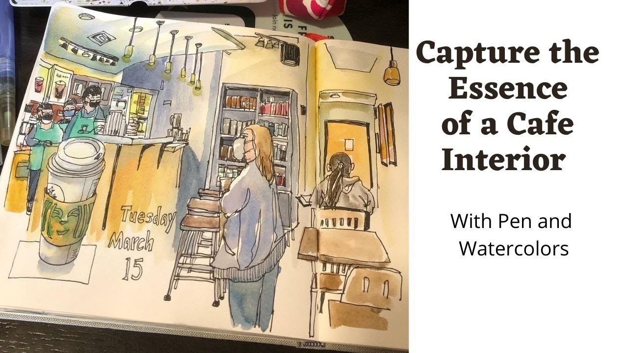 How To Sketch Cafe Interior and People Quickly and Effectively 🎨 Ink and Wash Demo | Urban Sketch