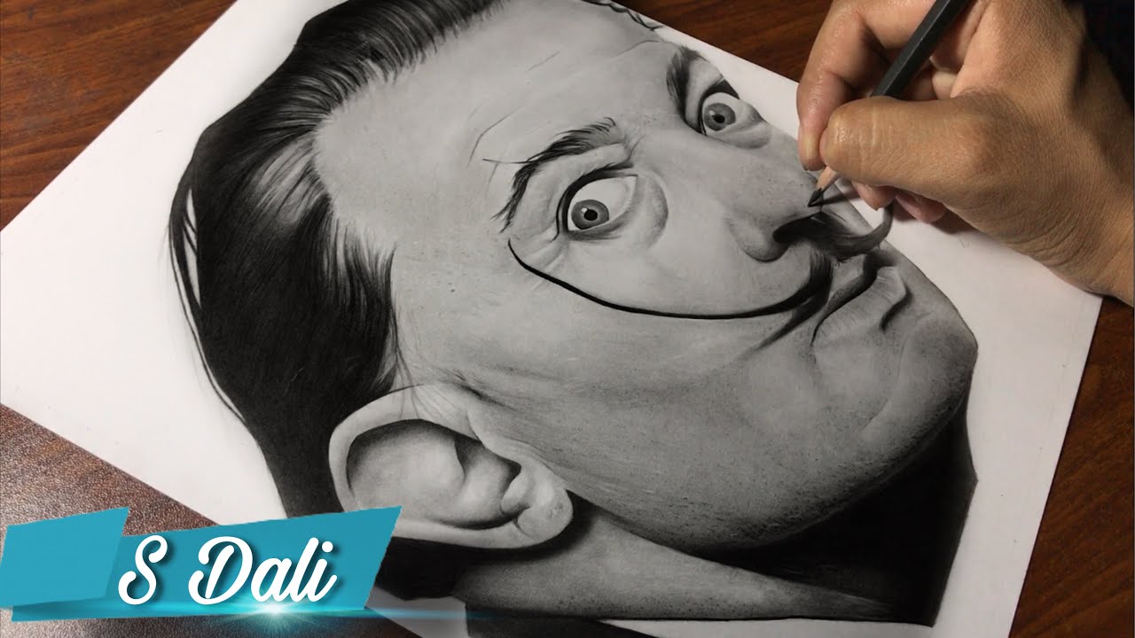 Dibujo a SALVADOR DALI Realista - Dibujando  a  SALVADOR DALI