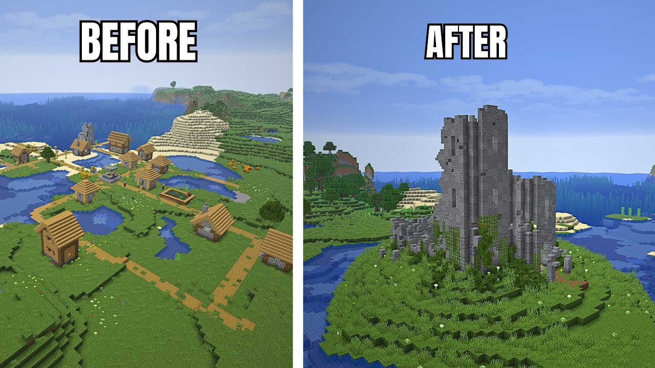 I Transformed this Village into 1000 Year Old Ruins!!