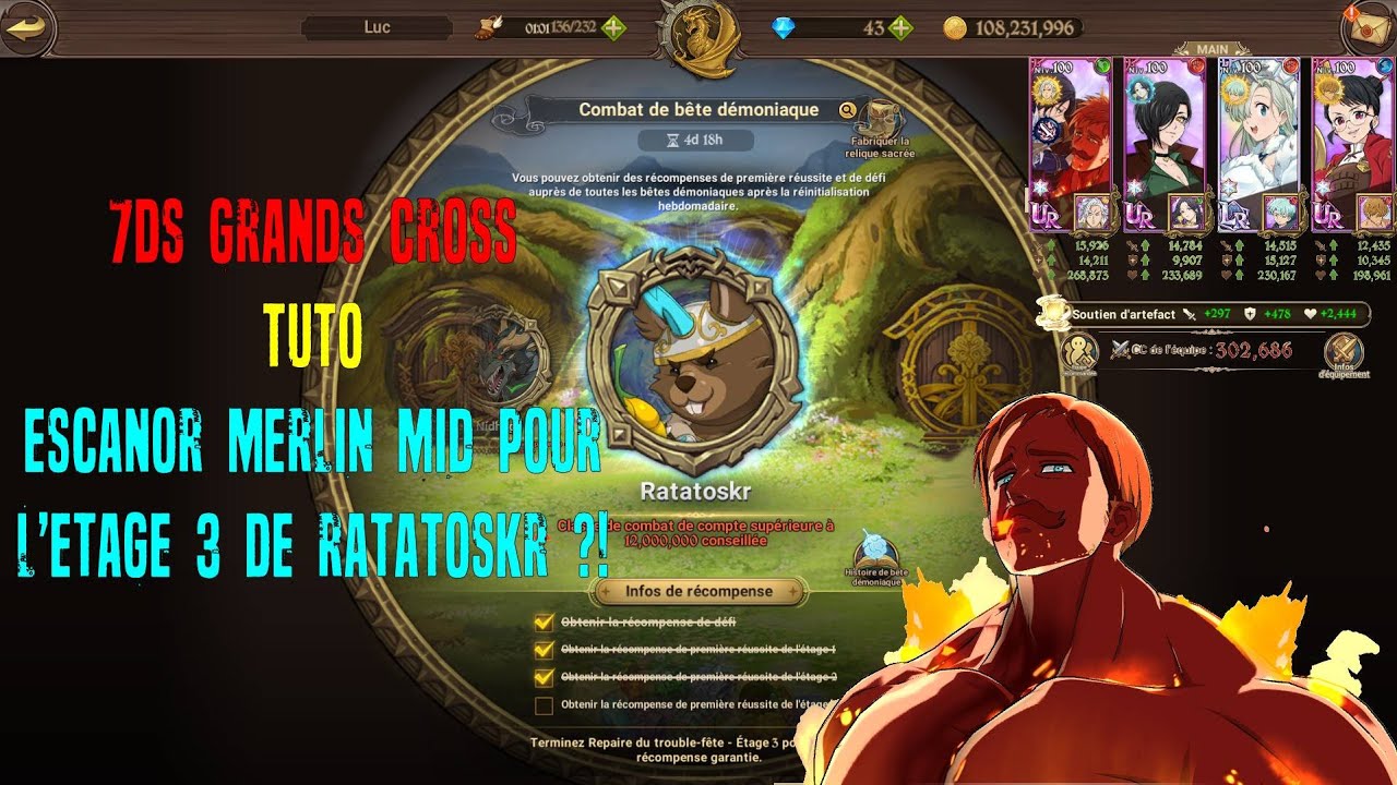 [7DS] ESCANOR MERLIN MID POUR L'ETAGE 3 DE RATATOSKR ?! (mais incroyable pour l'étage 1 et 2 !!!)