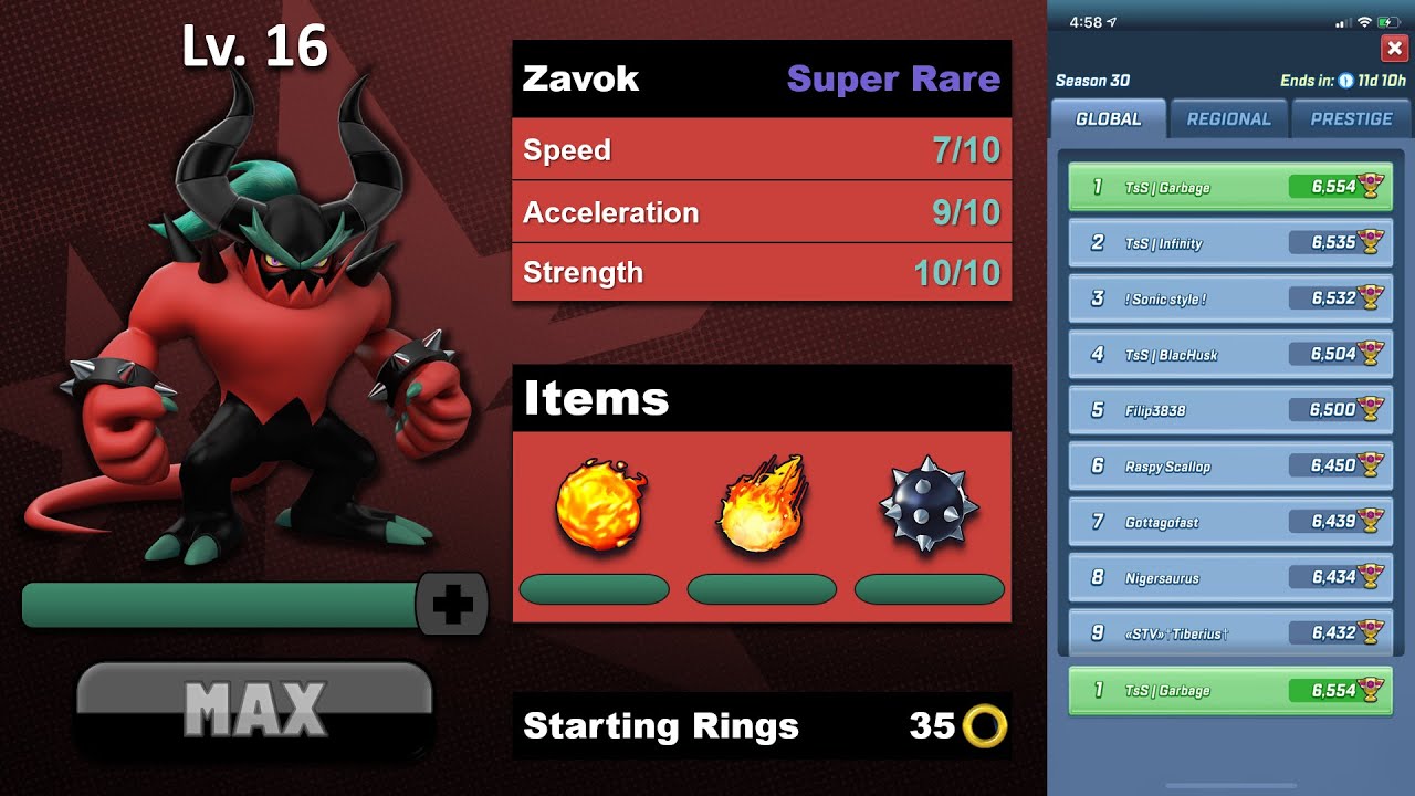 Sonic Forces Speed Battle - Zavok Gameplay (Max Level) | Reaching 1st Global