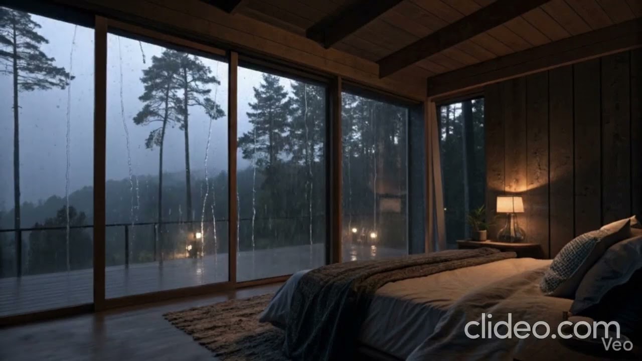 Rain Sounds in a Dark Bedroom (No Ads) Relaxing Ambience for Deep Sleep, Focus, and Meditation