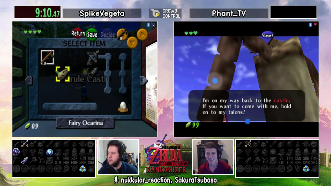 SpikeVegeta vs Phant_TV.  Ocarina Of Time Randomizer Crowd Control Race.
