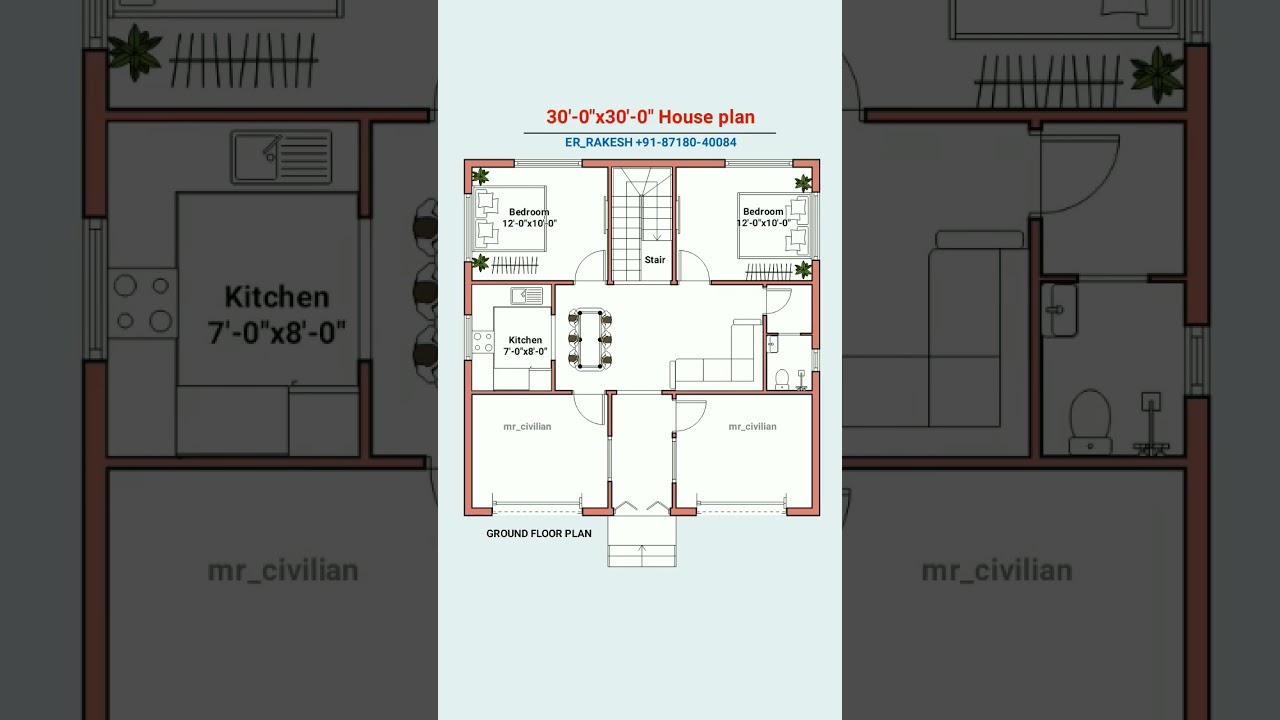 30x30 simple 2bhk with shop plan design #shorts #viral #floorplan #homeplan #homedesign #houseplan