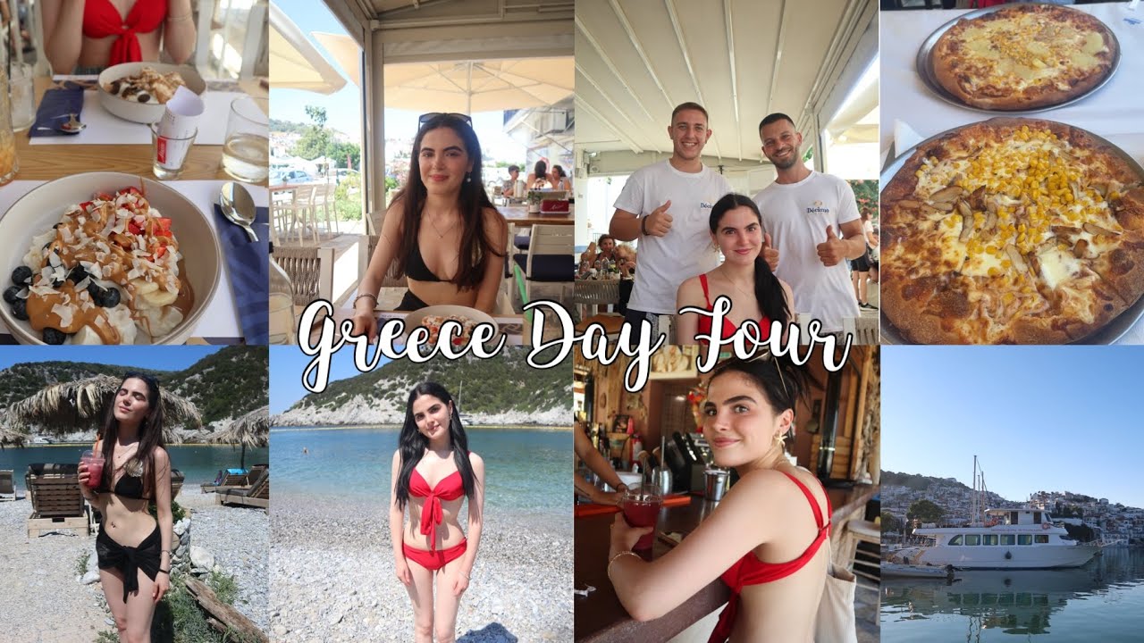 Smoothies at the beach bar, the beautiful Skopelos town and the best pizza