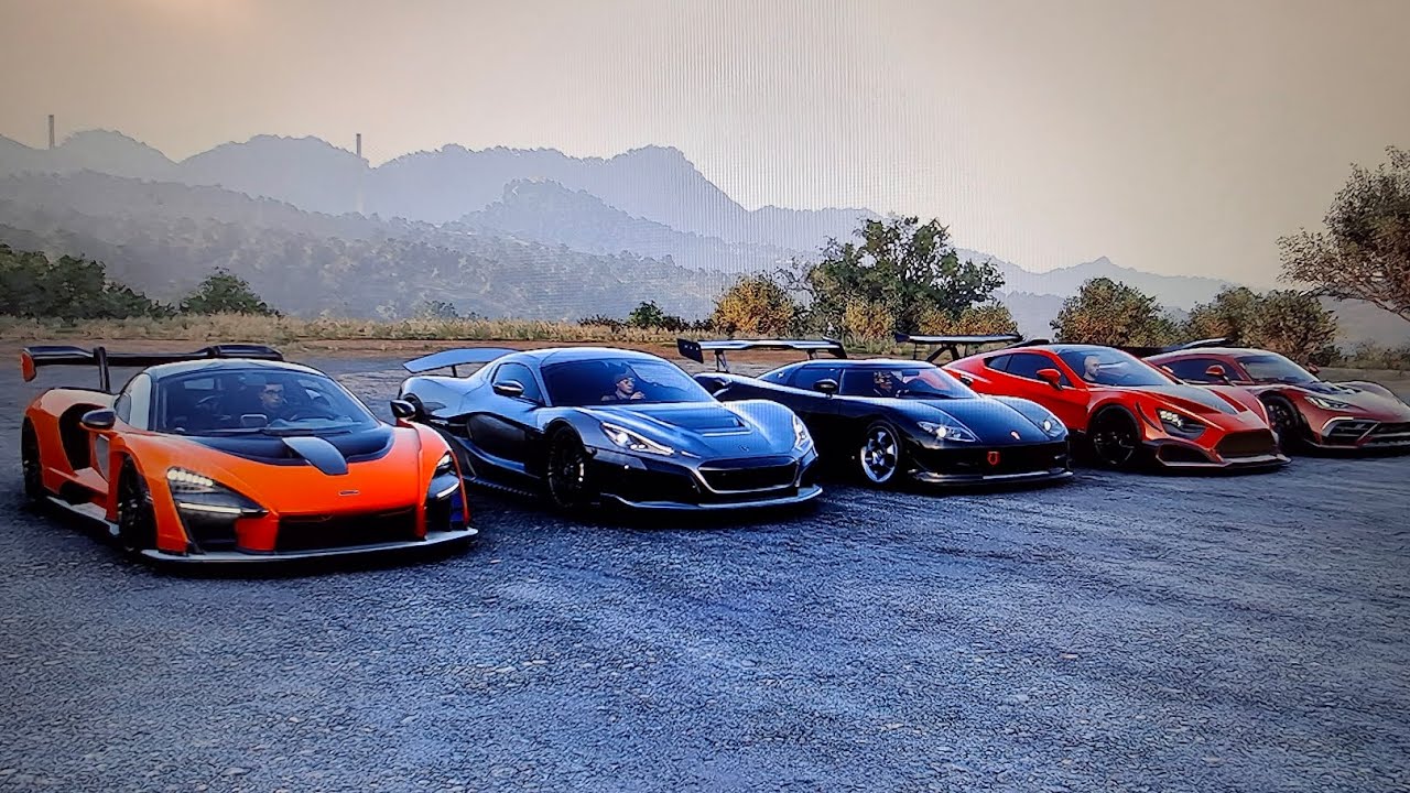 FH5 drag race McLaren Senna Vs Rimac Nevera Vs Koenigsegg CC8S Vs Zenvo TS-RS Vs Mercedes AMG ONE 