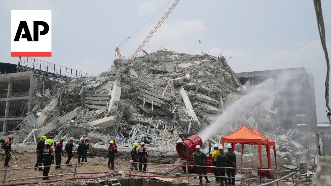 View of Bangkok building under construction that collapse in earthquake