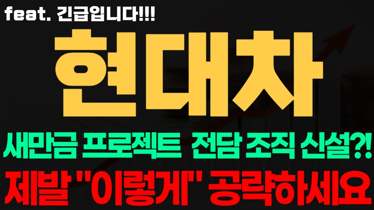 [현대차 주가전망] 긴급! 새만금 프로젝트 전담 조직 신설?! 제발 