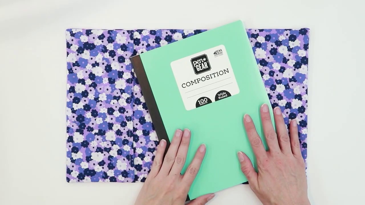 How to sew a Composition Book Cover with POCKETS Detailed Instructions by learncreatesew