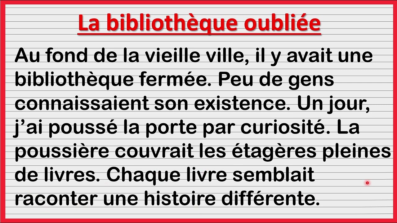 تعلم القراءة و الفهم   باللغة الفرنسية  🇫🇷  🇫🇷 ( المكتبة المنسية )