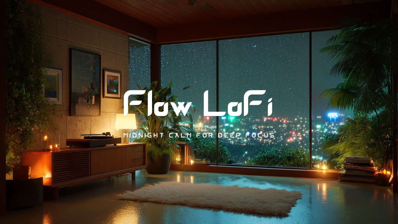 Neon Rain at Midnight – Calm Apartment with Panoramic City View