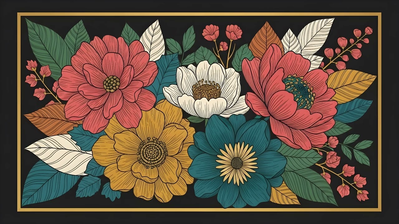 Floral Wall Art Loop 🌼 | 1 Hour of Calm Aesthetic Visuals | frramely