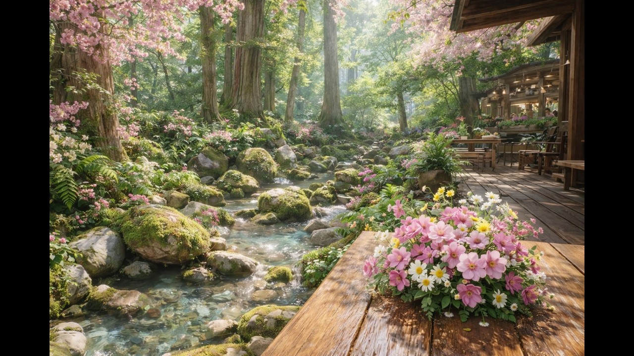 Spring Riverside Café | Relaxing Piano & Gentle Acoustic Guitar