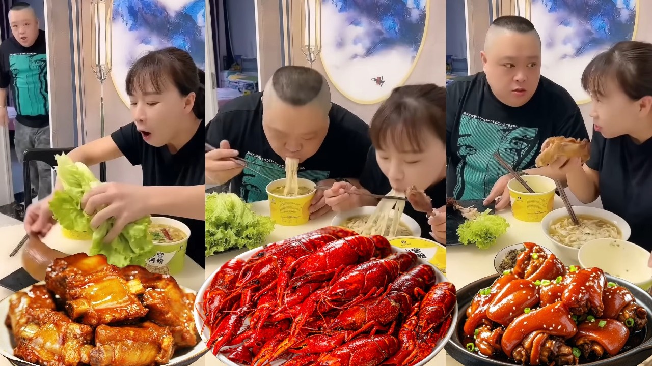 Divertido Espectáculo de Comida en Pareja: ¡Batalla Épica de Alimentos!