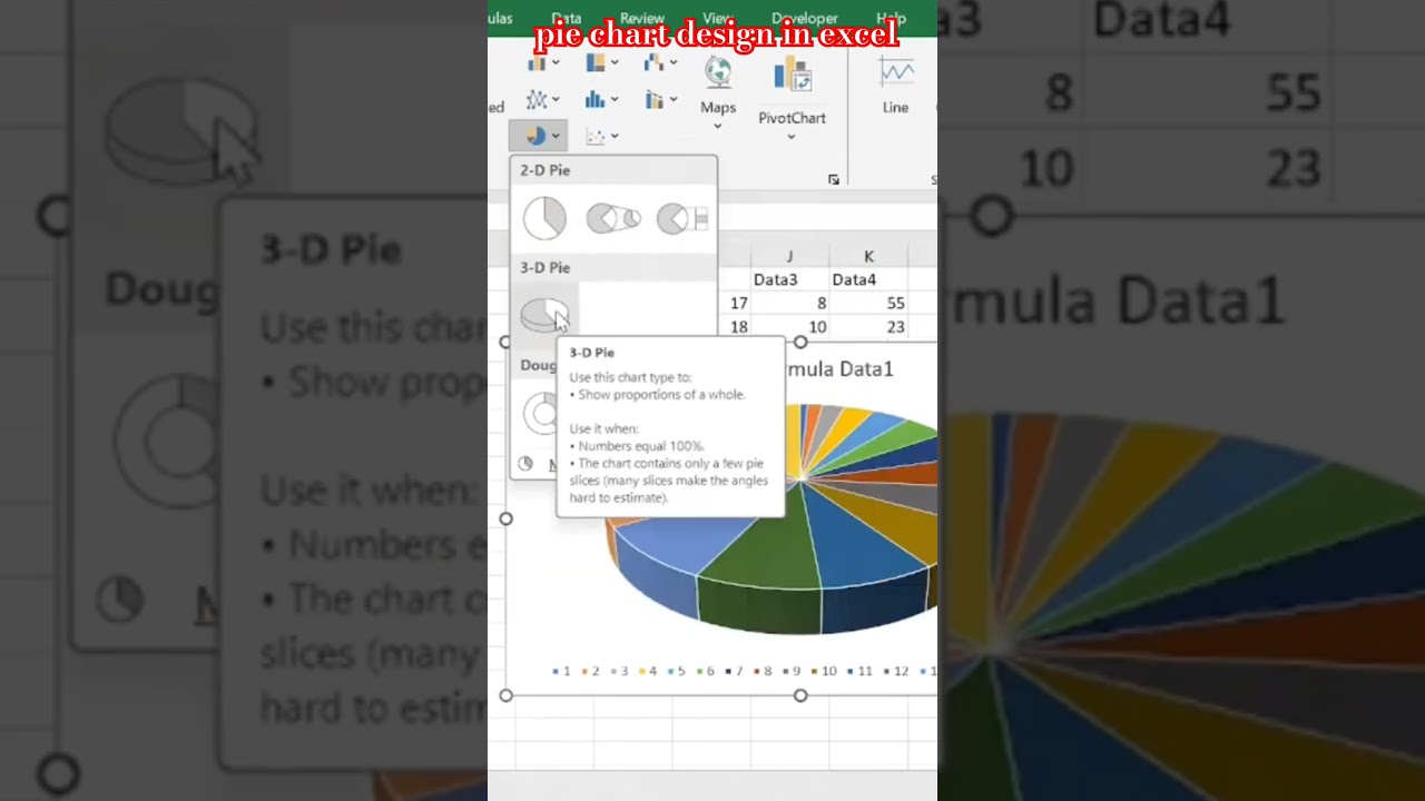 pie chart design in excel #excel #exceltips #exceltutorial