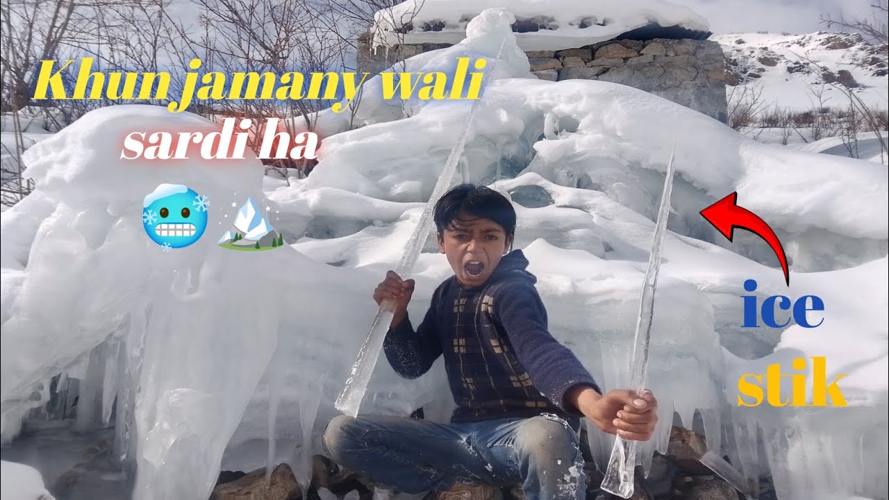 We found a big frozen ice fountain//🏔️🥶