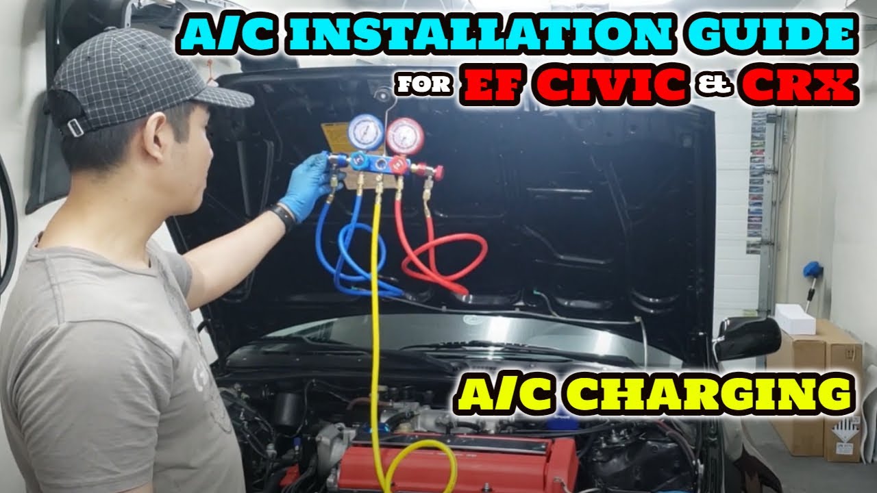||HONDA EF9/ED7 CIVIC&CRX|| 🌀A/C System Installation on B18B1 EF CIVIC🌀 Part 3 - Charging the AC❄️
