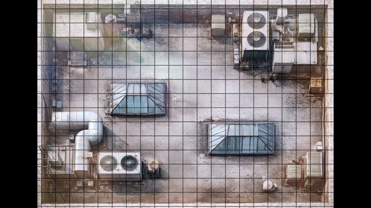 Modern Rooftop Battle Map | 1 Hour Seamless Loop | Daytime | Grid | VTT