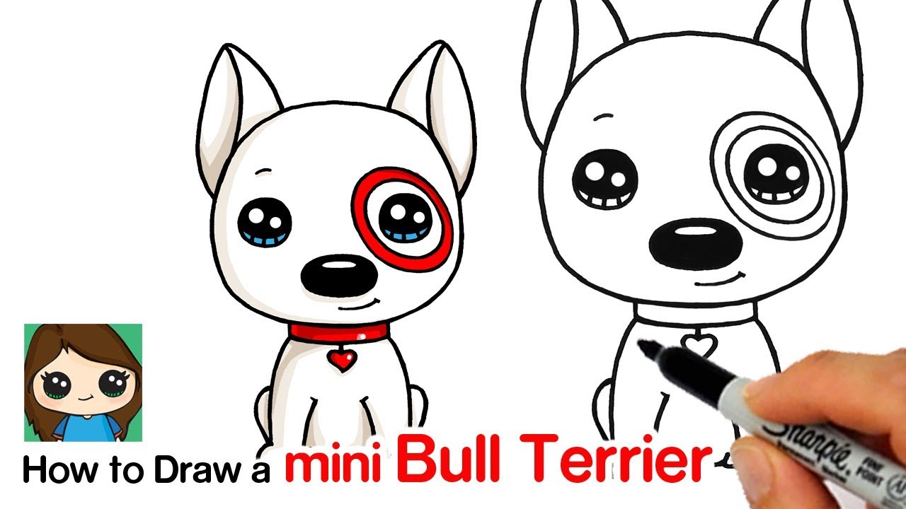 How to Draw a Mini Bull Terrier Dog | Target Bullseye