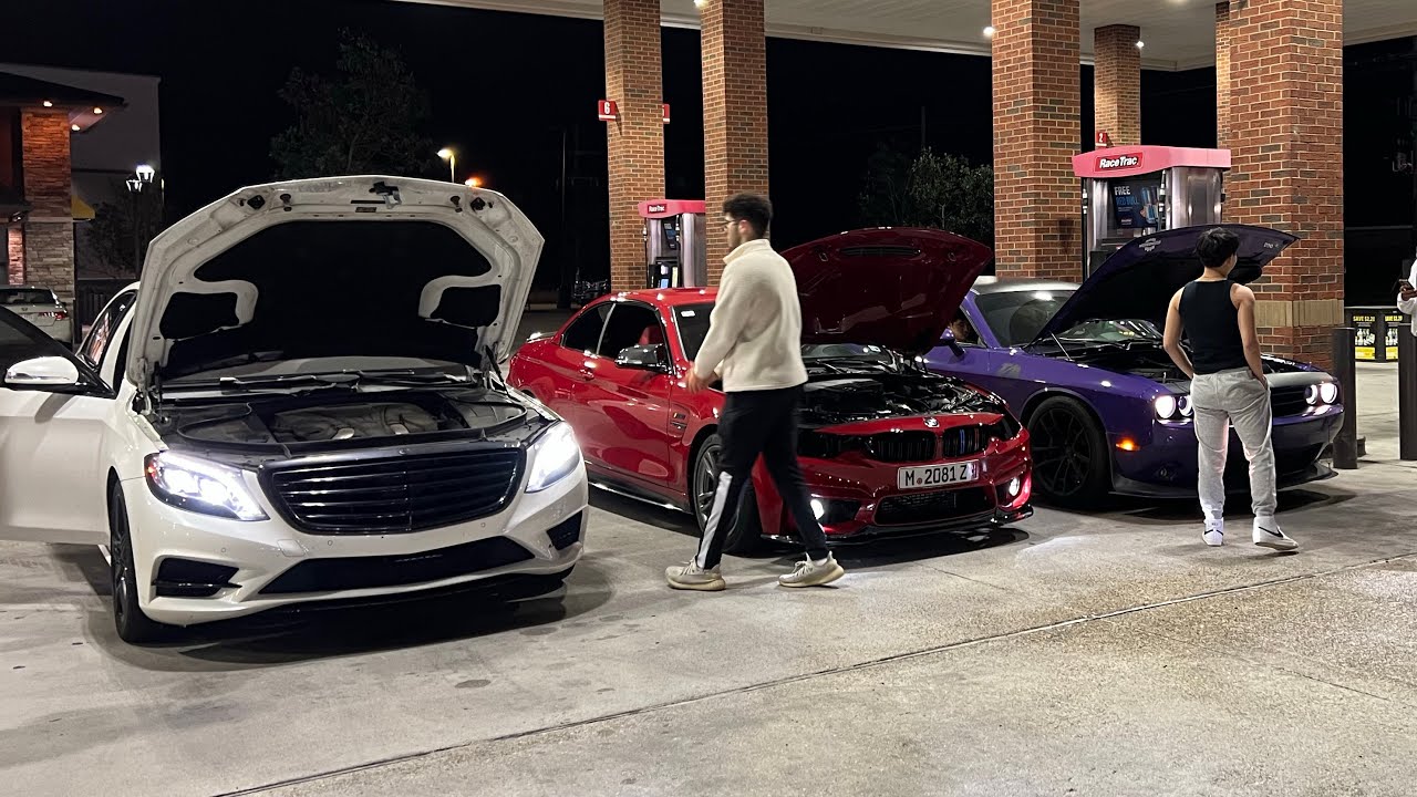 Challenger 392 vs Mercedes S550 + BMW 428i (American vs German Street Race)