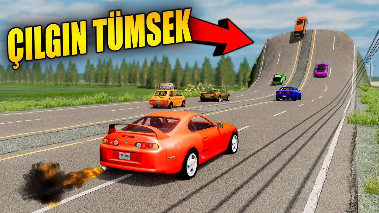 ÇILGIN TÜMSEK VS ARABA // ACABA KİM DAHA ÇOK UÇACAK :D // BeamNG.drive // Cars vs Giant Bulge