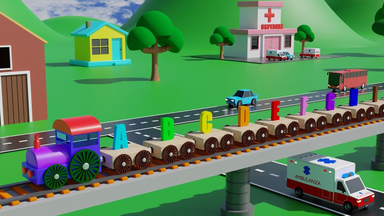 Impara il trenino dell'alfabeto - ABC Animazione 3D per bambini
