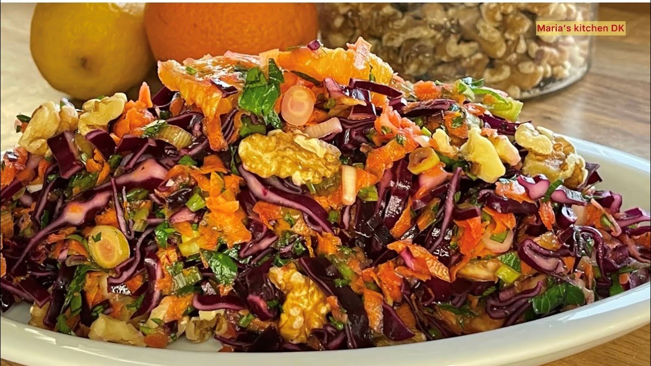 Red Cabbage Salad Tasty And Easy Vegan Recipe سلطة الملفوف الأحمر صحية ولذيذة / سهلة التحضير