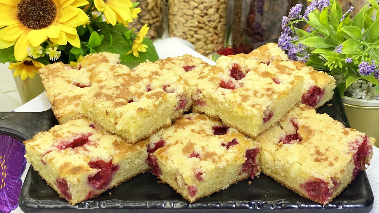 كيك بالفرومبواز من أحلى الكيكات لي يمكن تحضروها(clafoutis framboise)كتجي لذيذة بزااف🍓❤️