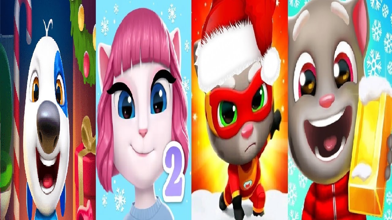 Talking Tom Gold Run VS Talking Tom Hero Dash  Talking Angela 2 Talking Hank Islands Christmas 2024