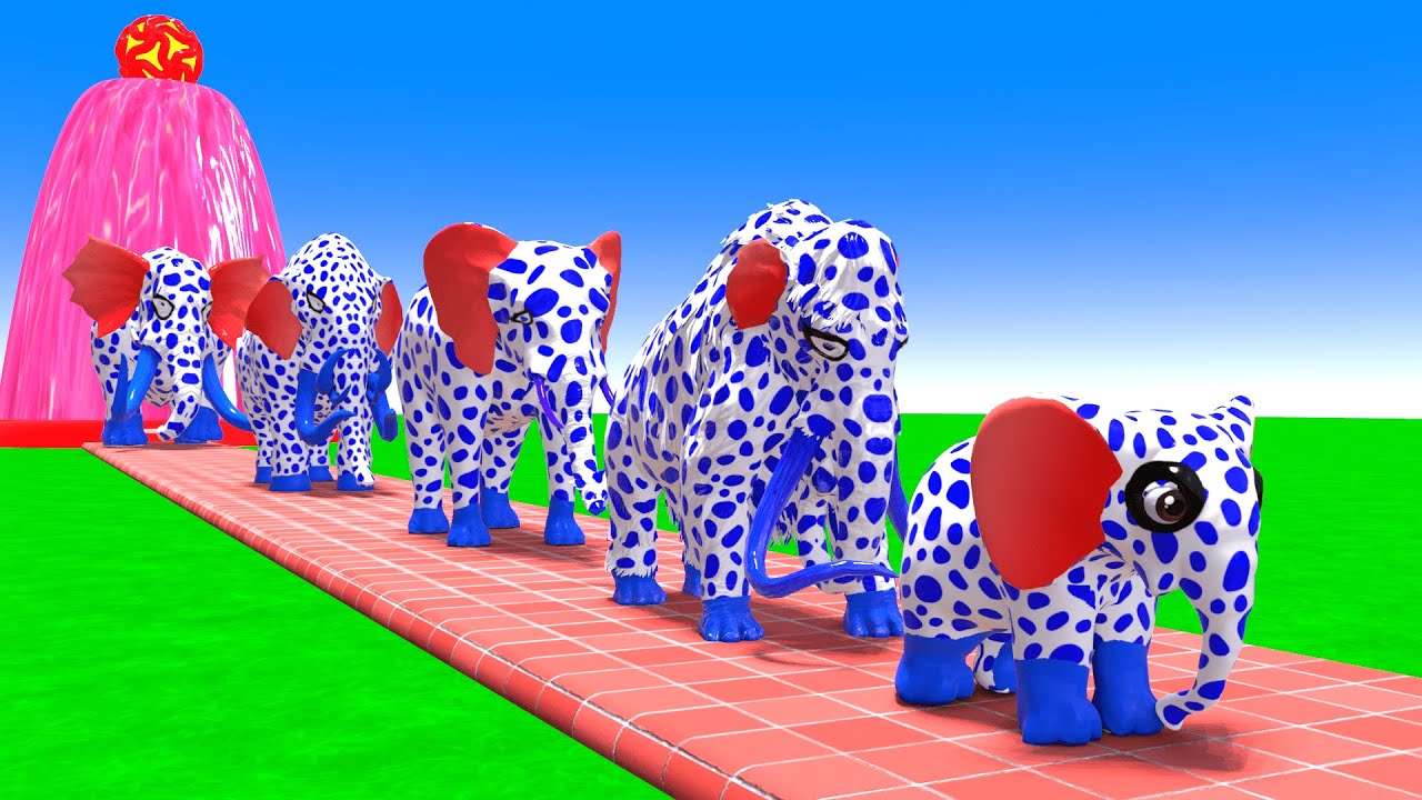 Paint Animals Mammoths and Elephants Size Comparison Fountain Crossing Animal Game Transformation
