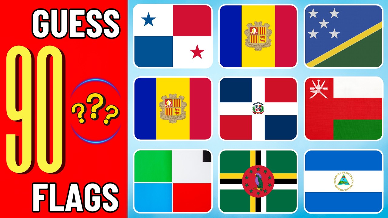 Guess The All 90 Flags of The World | Guess The Country Quiz