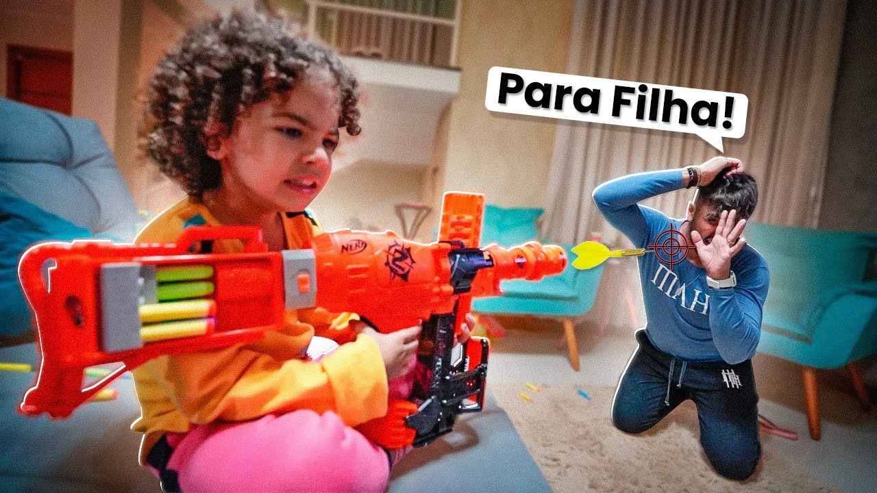 ATIREI NO MEU PAI COM A NERF 😂😂
