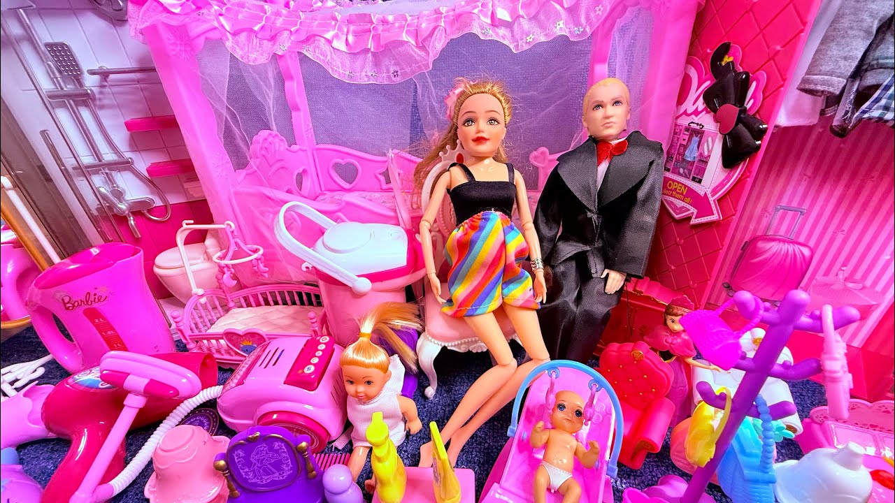 15 Minutes Satisfying with Unboxing Barbie Princess Bed & Wardrobe Collection Toys Review | ASMR