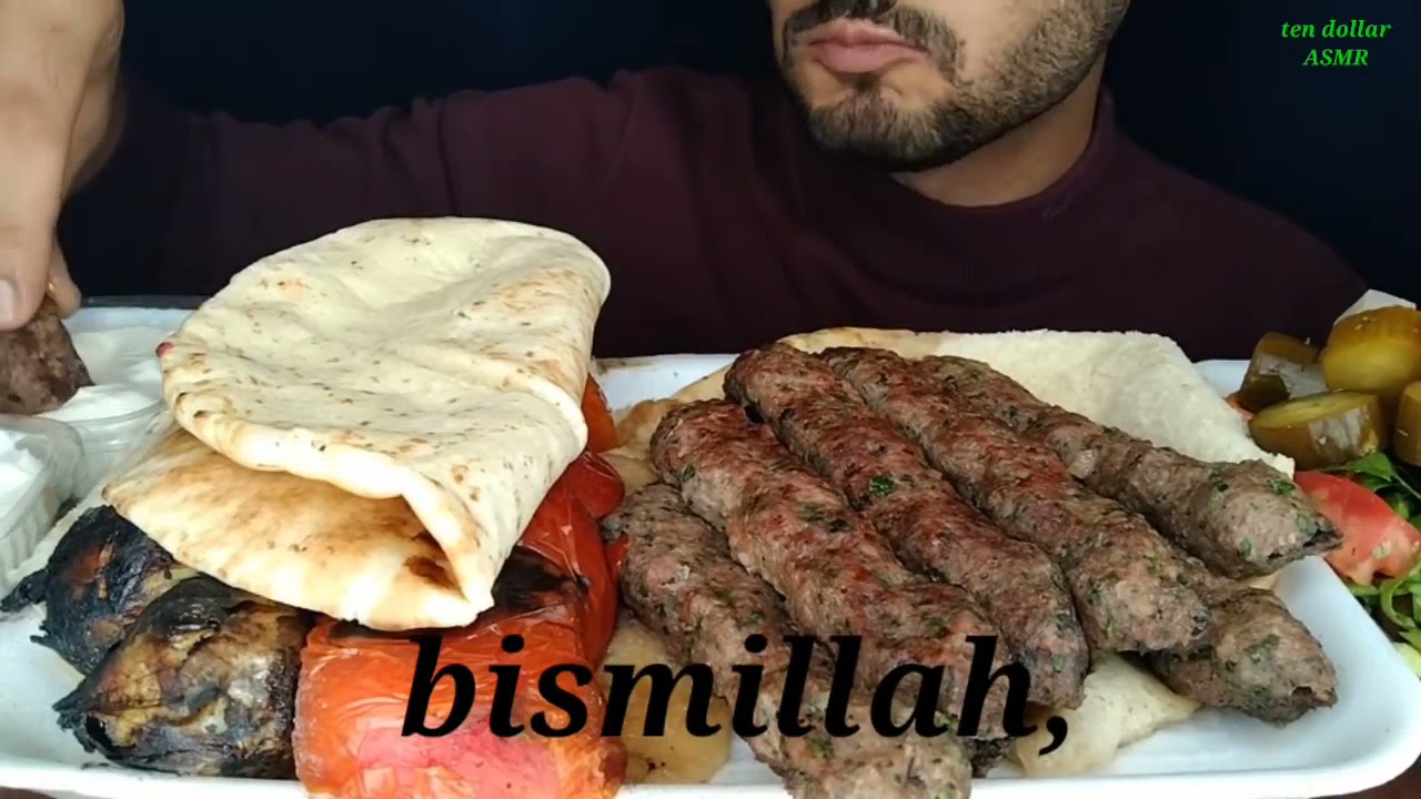 اكل كباب العراقي الاصيل اطيب اكل في العالم Eat Iraqi kebab ASMR