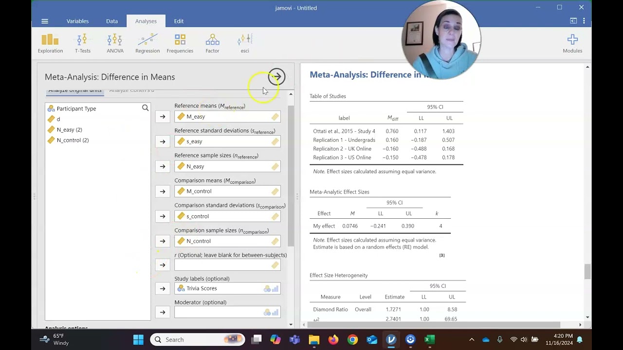 Meta-Analysis in JAMOVI