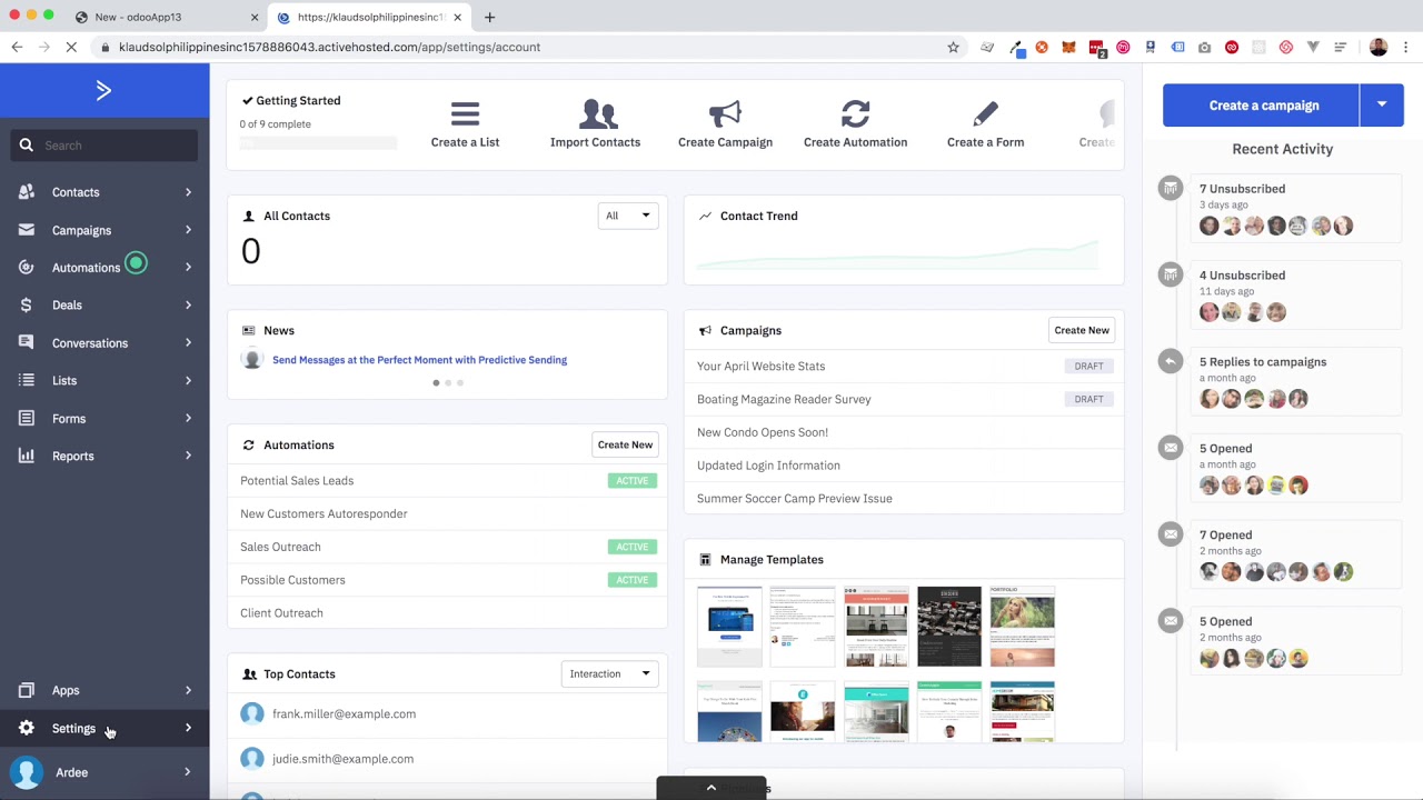 How to import/export Odoo 13 Contacts to ActiveCampaign