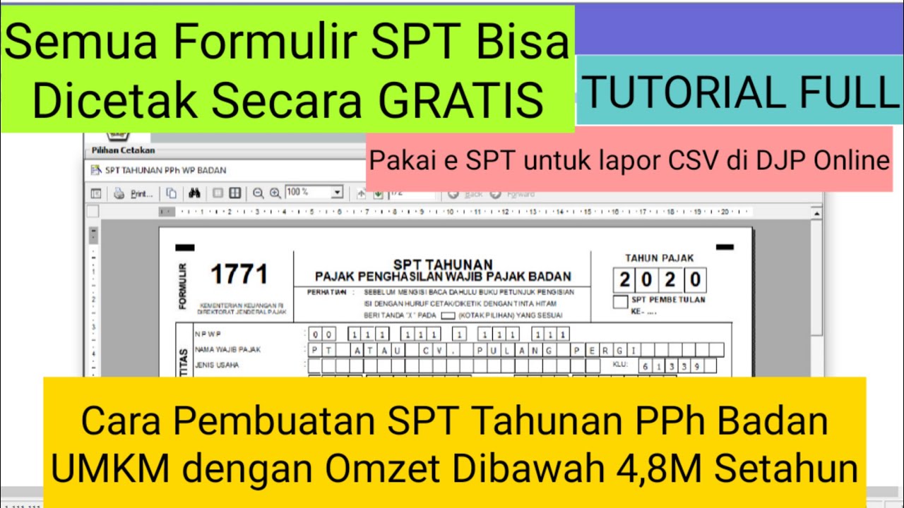 Cara Pembuatan SPT Tahunan PPh Badan UMKM dengan Omzet Dibawah 4,8M Setahun