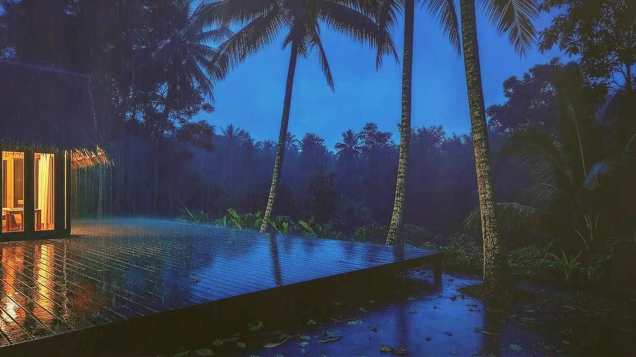Deep Sleep Tonight with Steady Rain Sounds and Low Thunder Echo at Cozy Cabin 🌧️