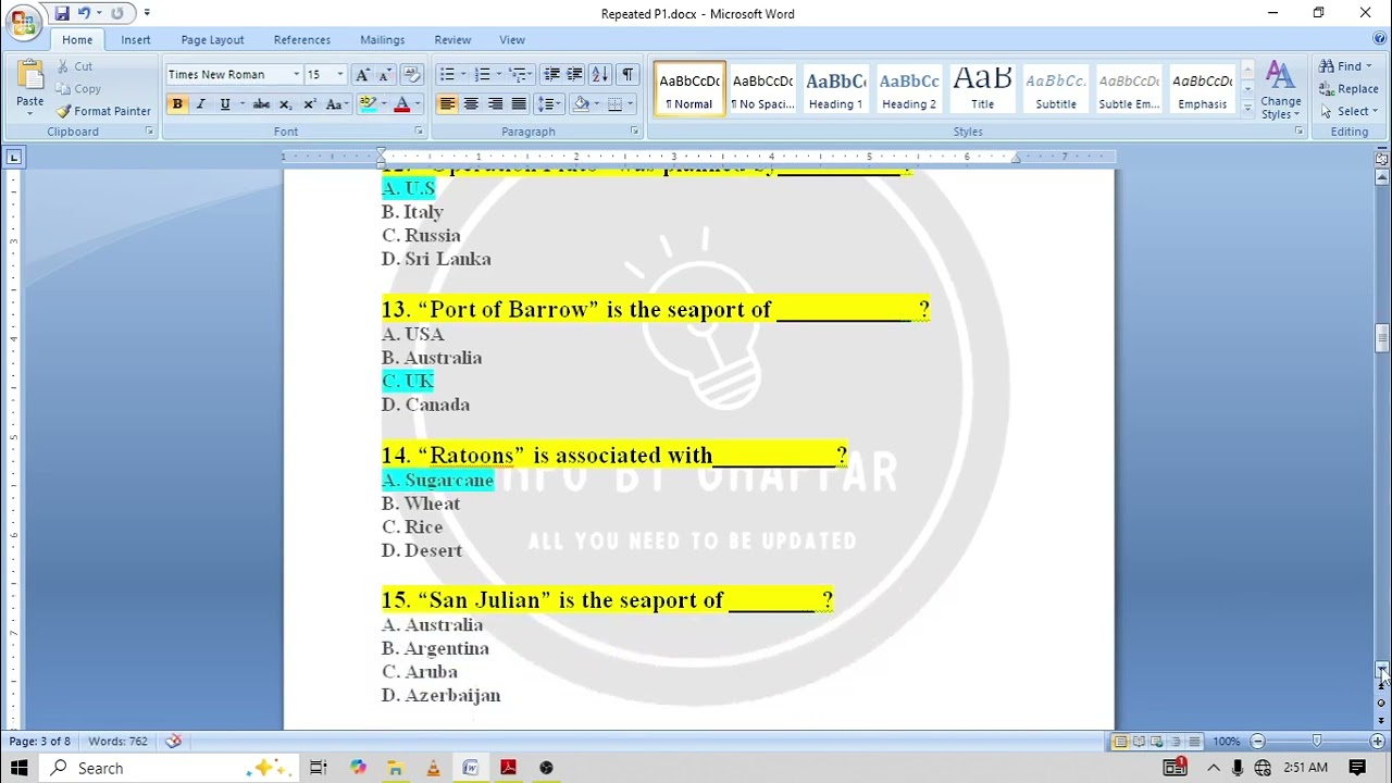Repeated MCQs of General Knowledge| 3000 MCQ | Test Preparation 