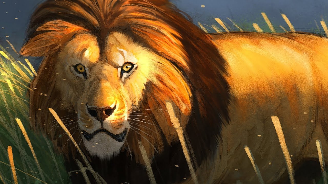 Digital Painting - Photoshop - Sunrise Lion