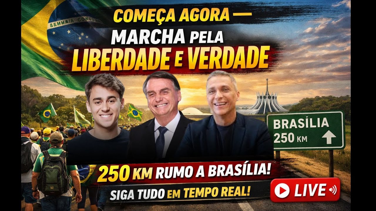 COMEÇA AGORA — Marcha pela LIBERDADE e VERDADE. 250 KM rumo a Brasília. Siga tudo em tempo real!